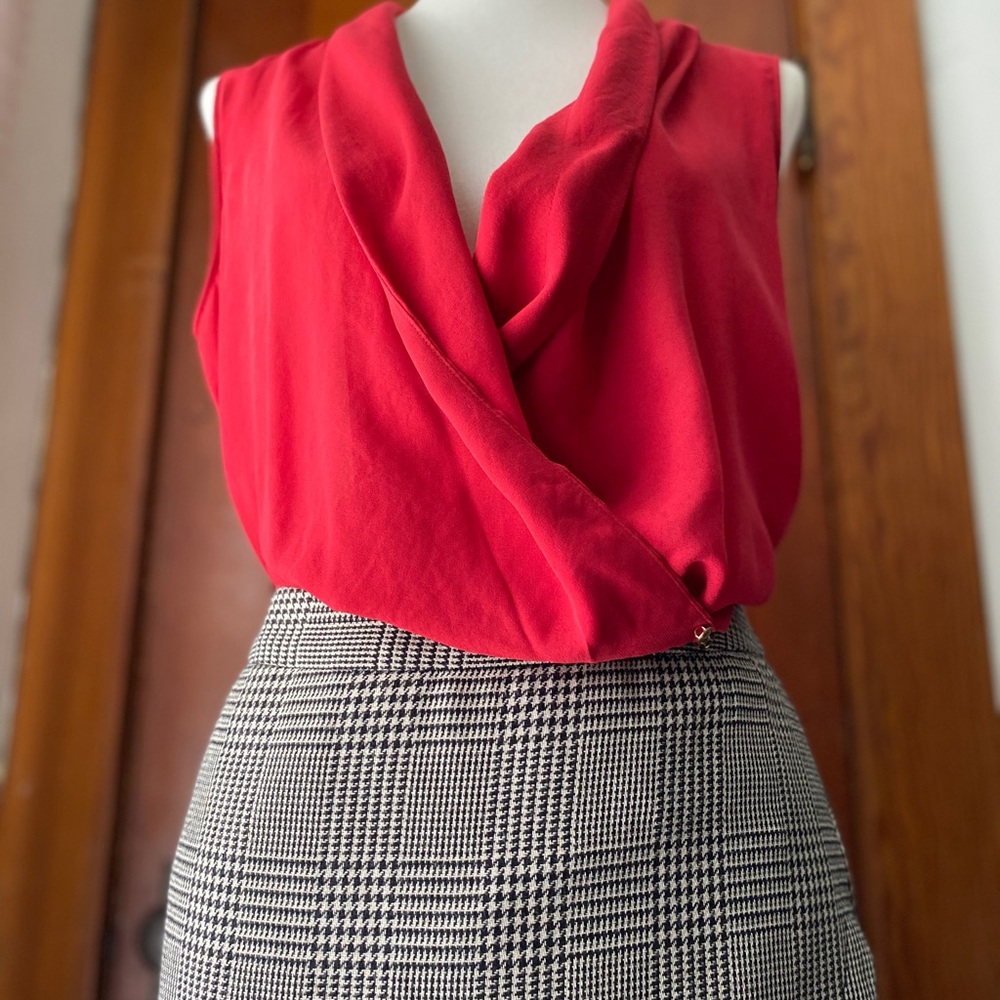 Zara Sleeveless Red Top w/ Draping